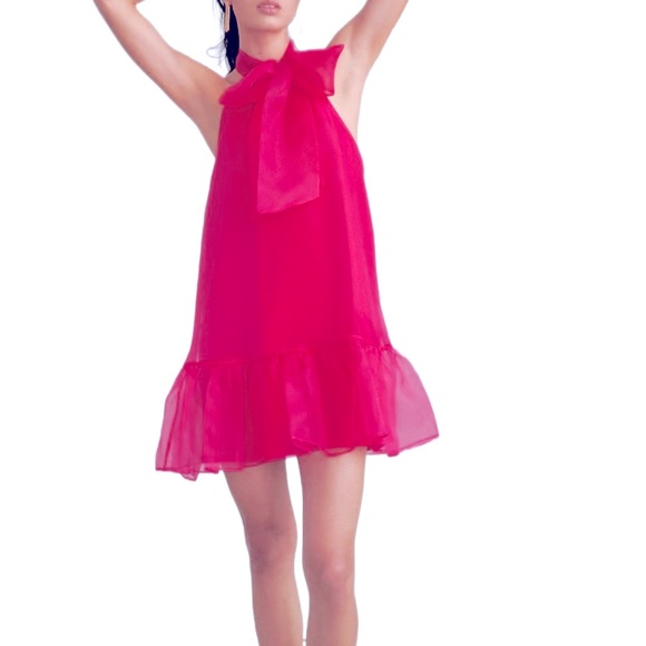Maeve Dresses & Skirts - 💓LIKE NEW MAEVE PINK DRESS ORGANZA BOW NECK MINI ANTHROPOLOGIE💓